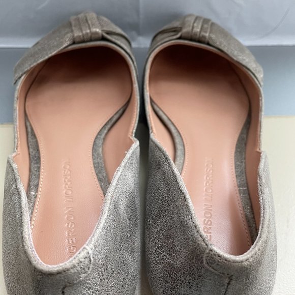 Sigerson Morrison Gold Metallic Bow Leather Flats - Picture 5 of 11